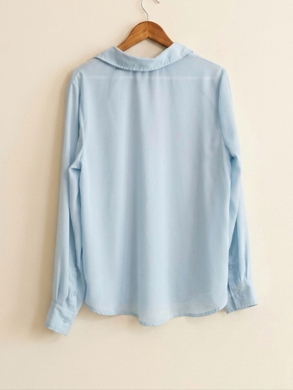 Love Tree Light Blue Sheer Button Down Shirt - Large - Picture 3 of 3